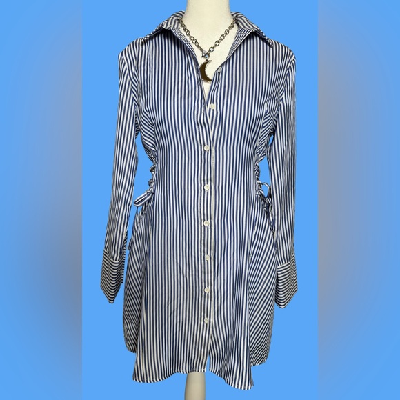 the room Tops - The Room Navy and White Striped Button Down Shirt Dress